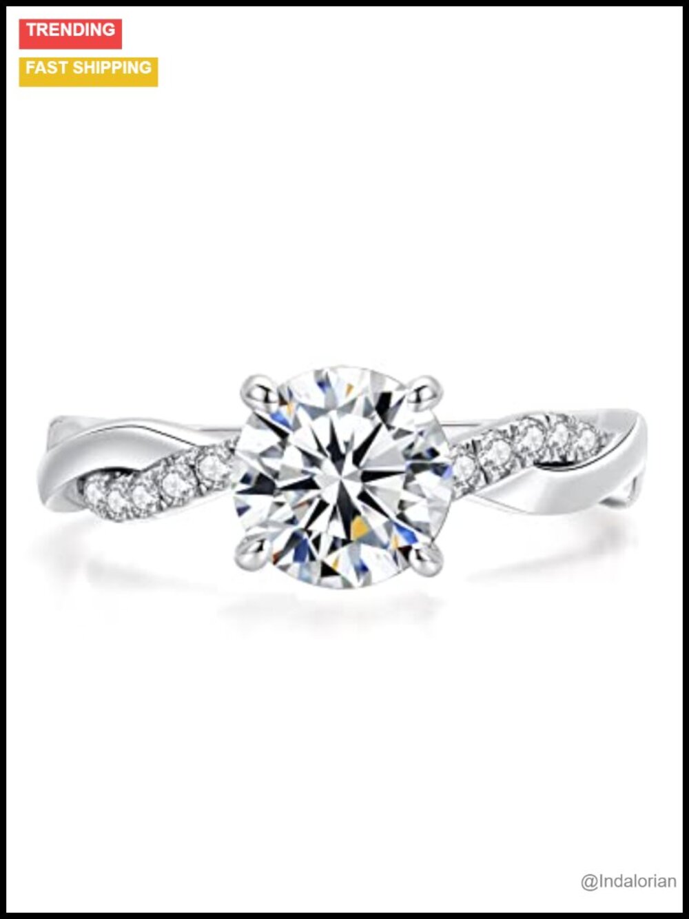 Moissanite Twisted Engagement Ring 925 Sterling Silver Gold Plated